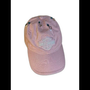 Harley-Davidson PINK Strapback White Embroidered Logo Cap 1 of a Kind Decoration